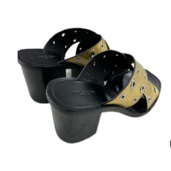 Rag‎ & Bone Paige Crisscross Gold Slide Sandals Size 39/9 - Picture 2 of 5